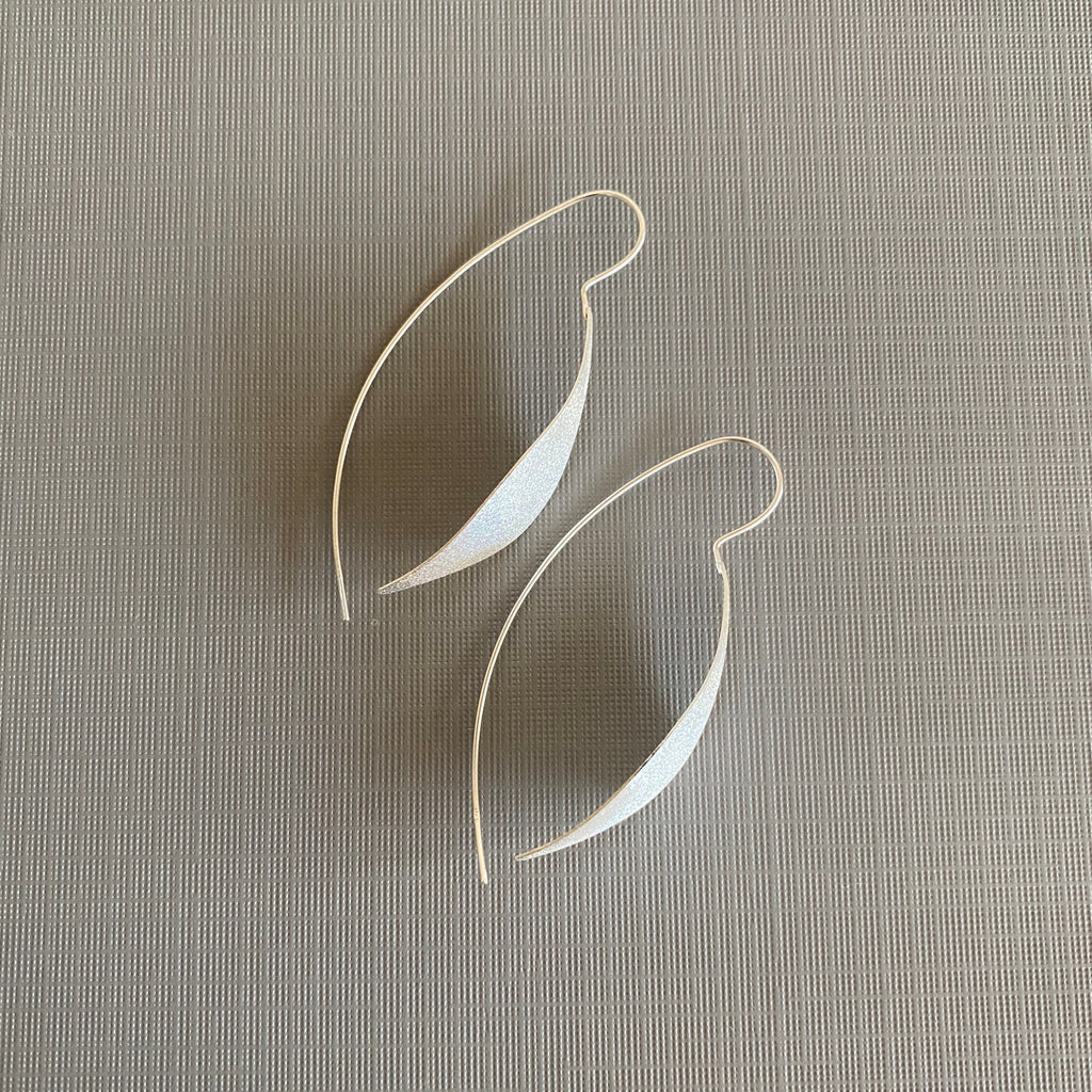 Silver Matte Leaf Earrings