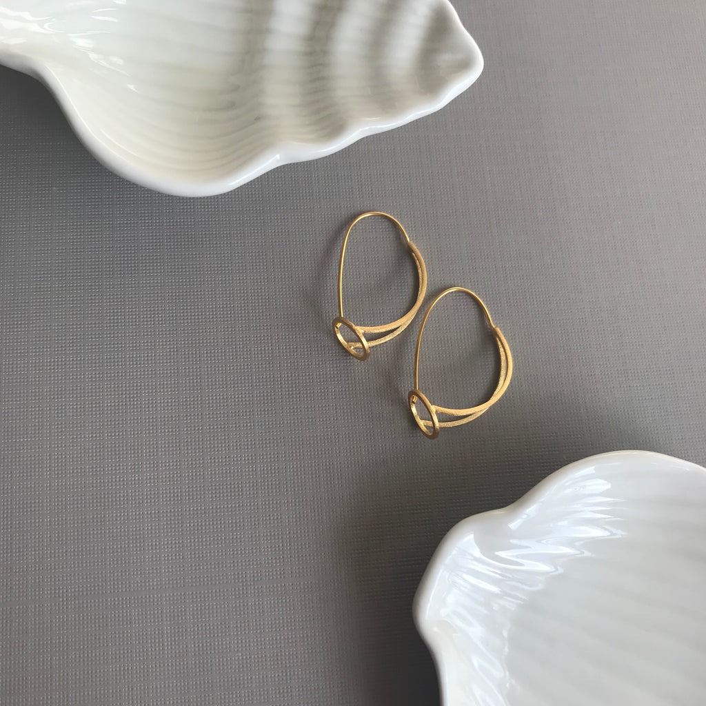 Gold Abstract Loop Earrings