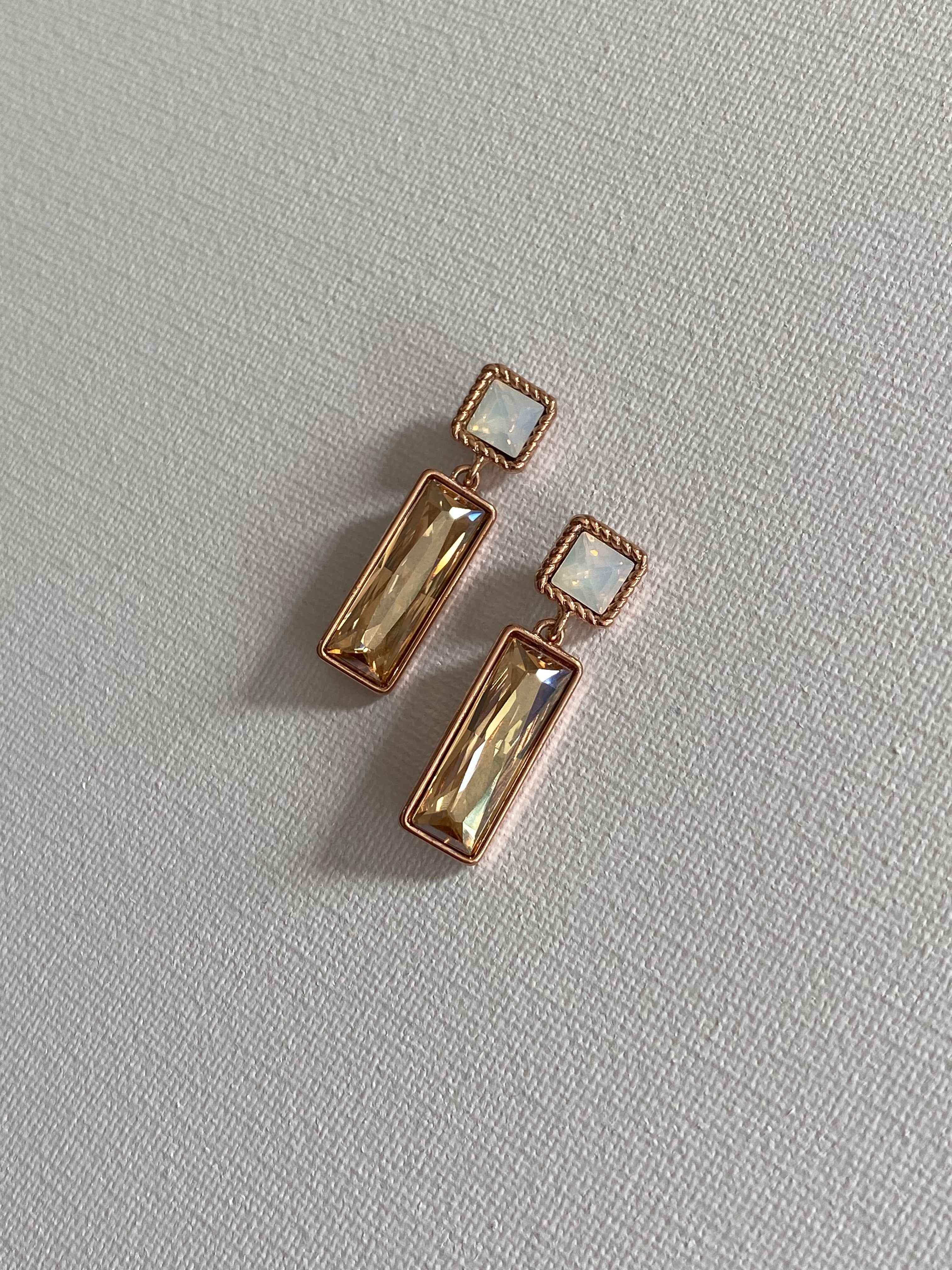 Swarovski Rectangular Duo Drop Earrings