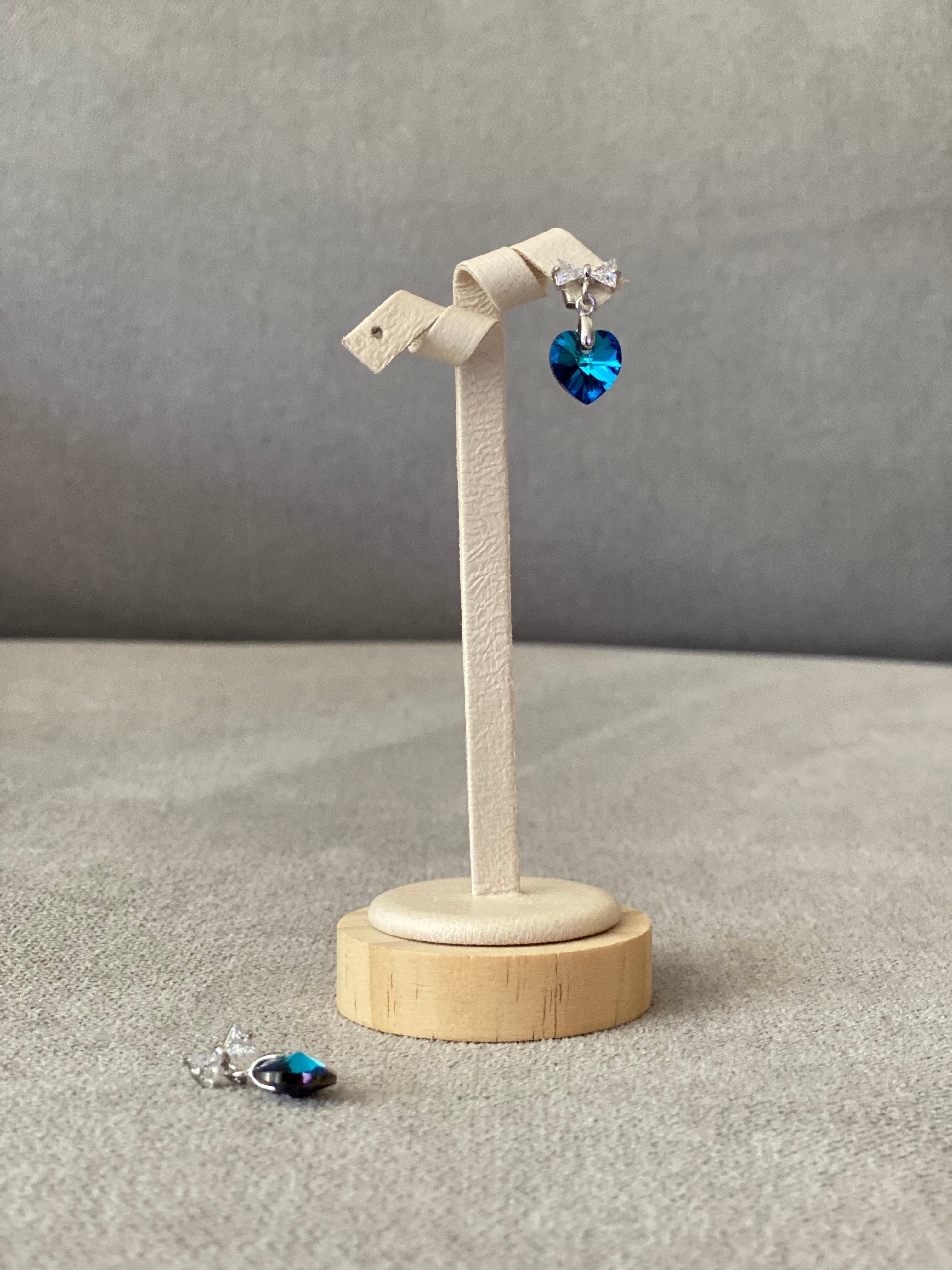 Swarovski Heart Drop Earrings with Bow Stud (3 colours)