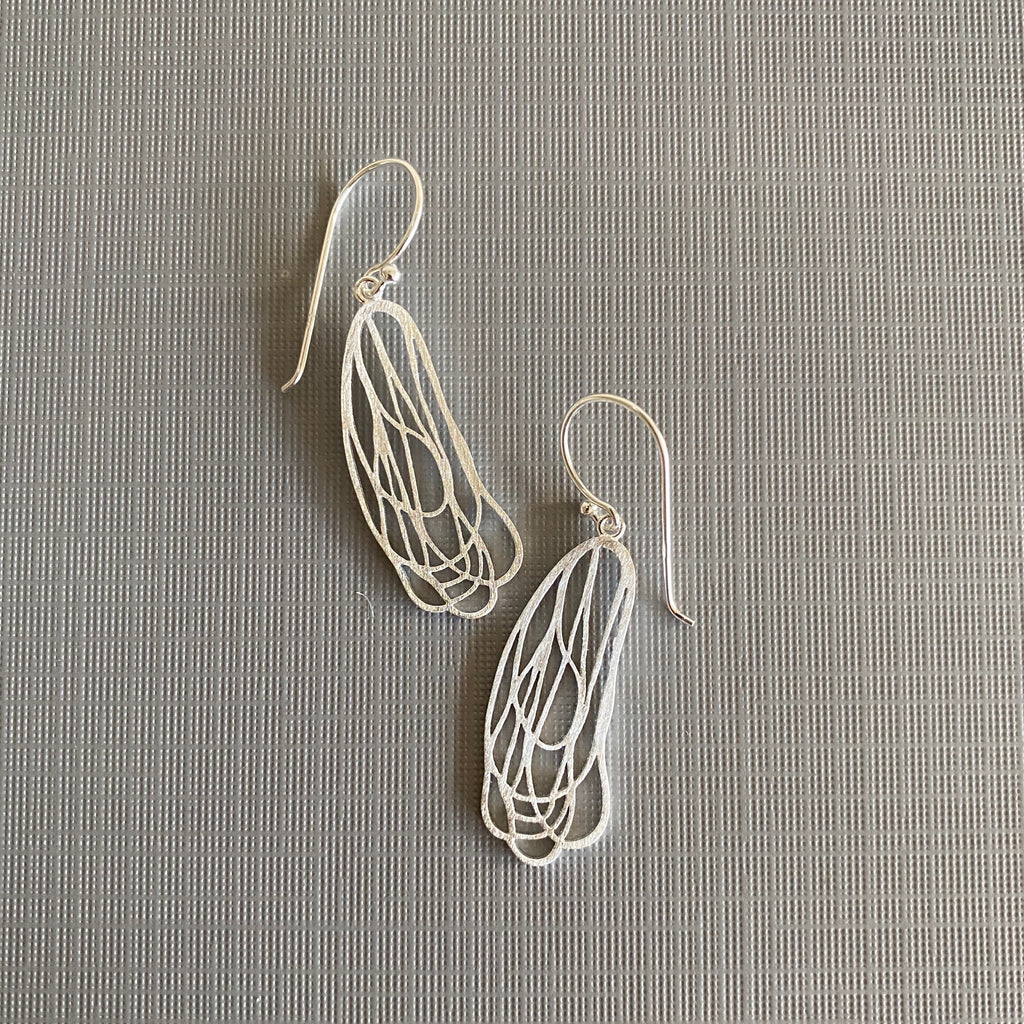 Silver Line Leaf Earrings