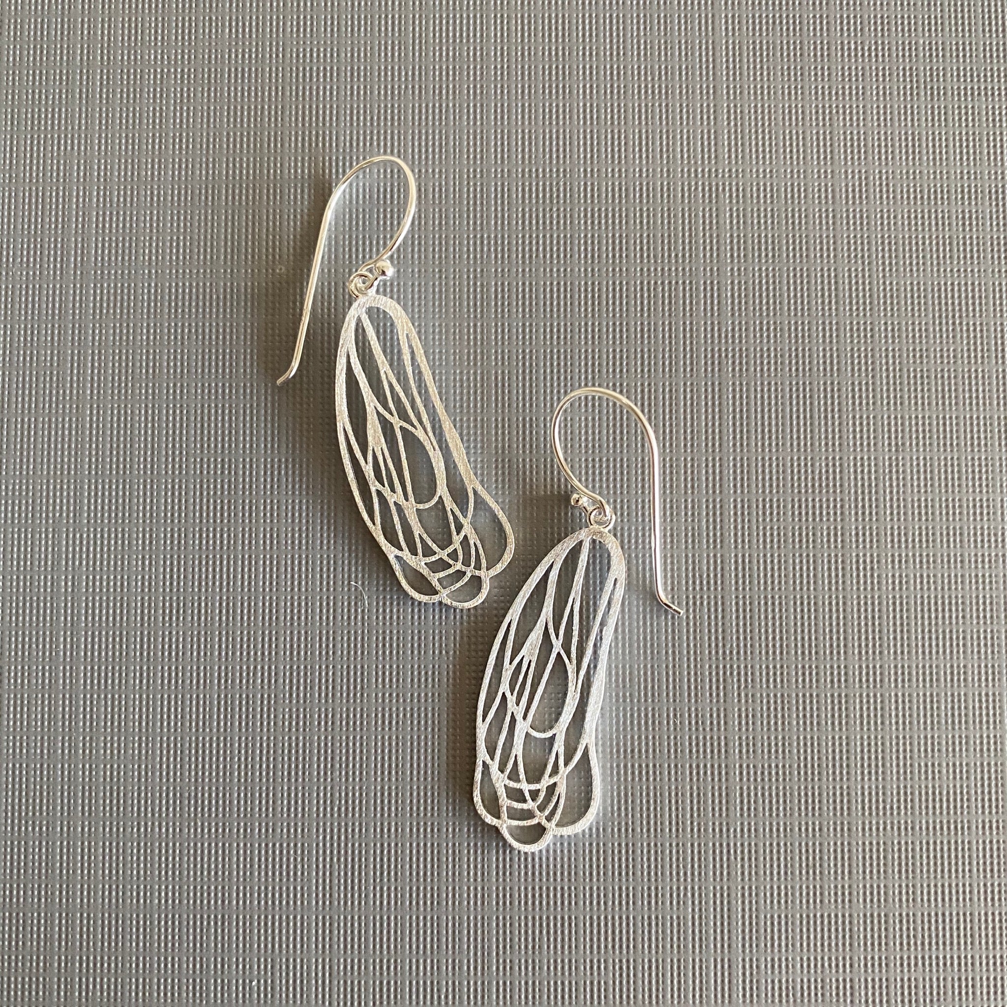 Silver Line Leaf Earrings