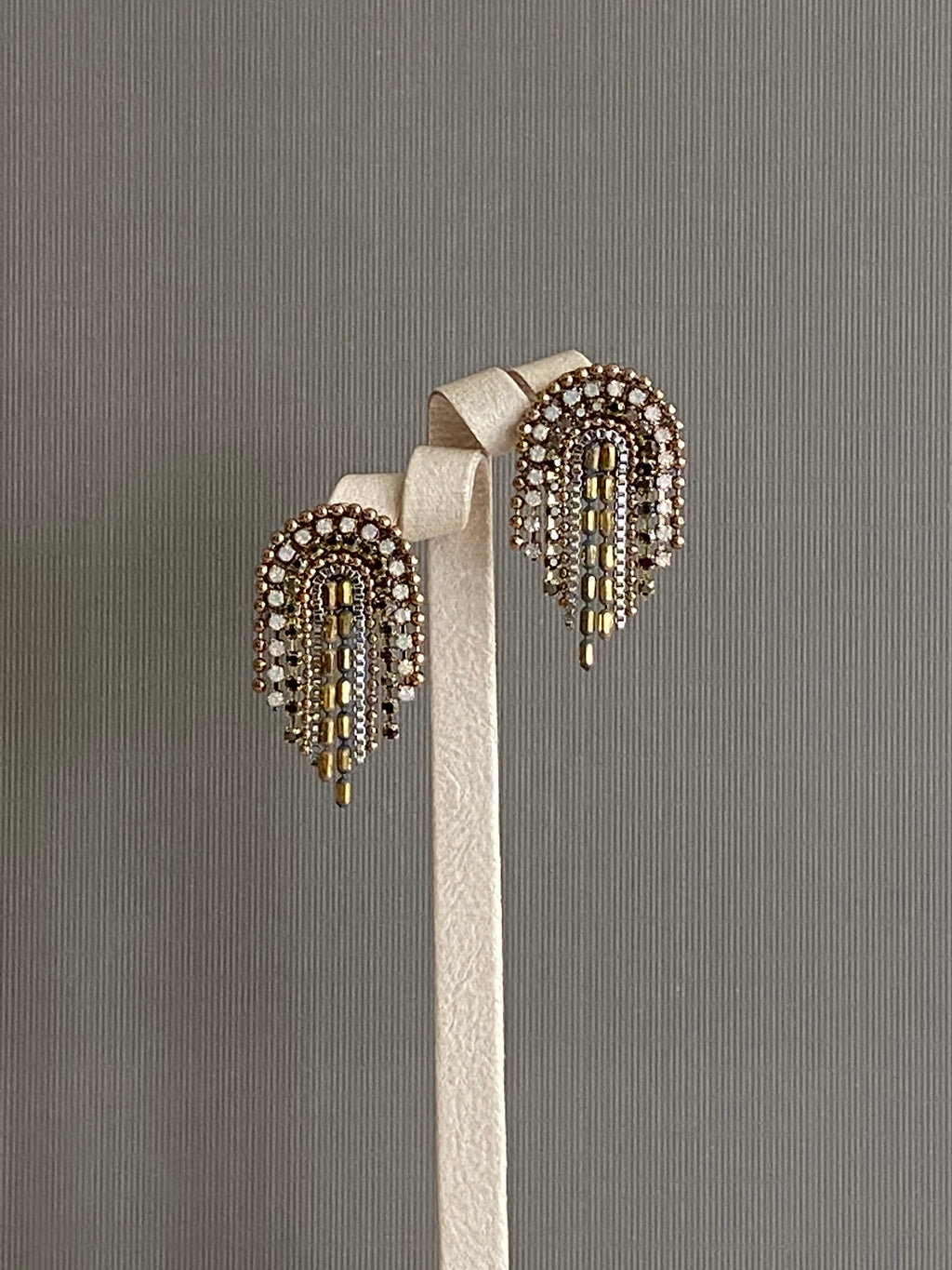 Beaded Arch Drape Stud Earrings