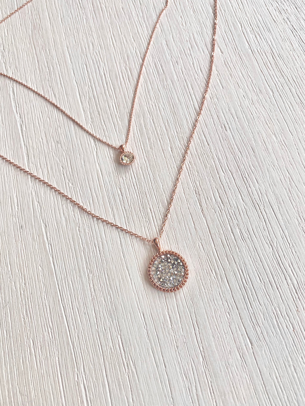 Swarovski Layered Round Pendant Necklace Set (3 colours)