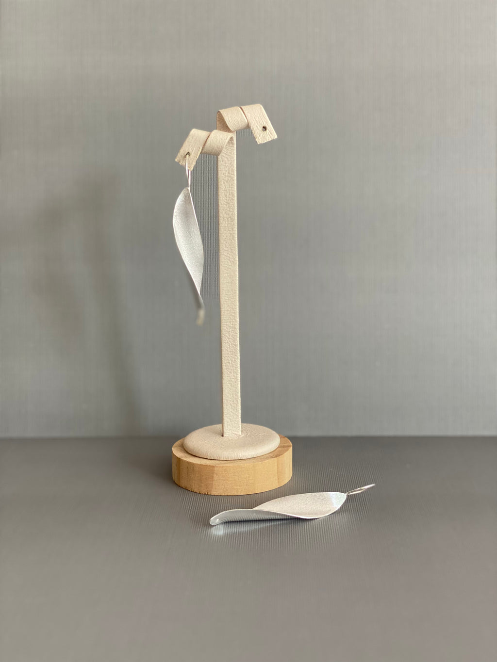 Silver Organic Fold Leaf Earrings