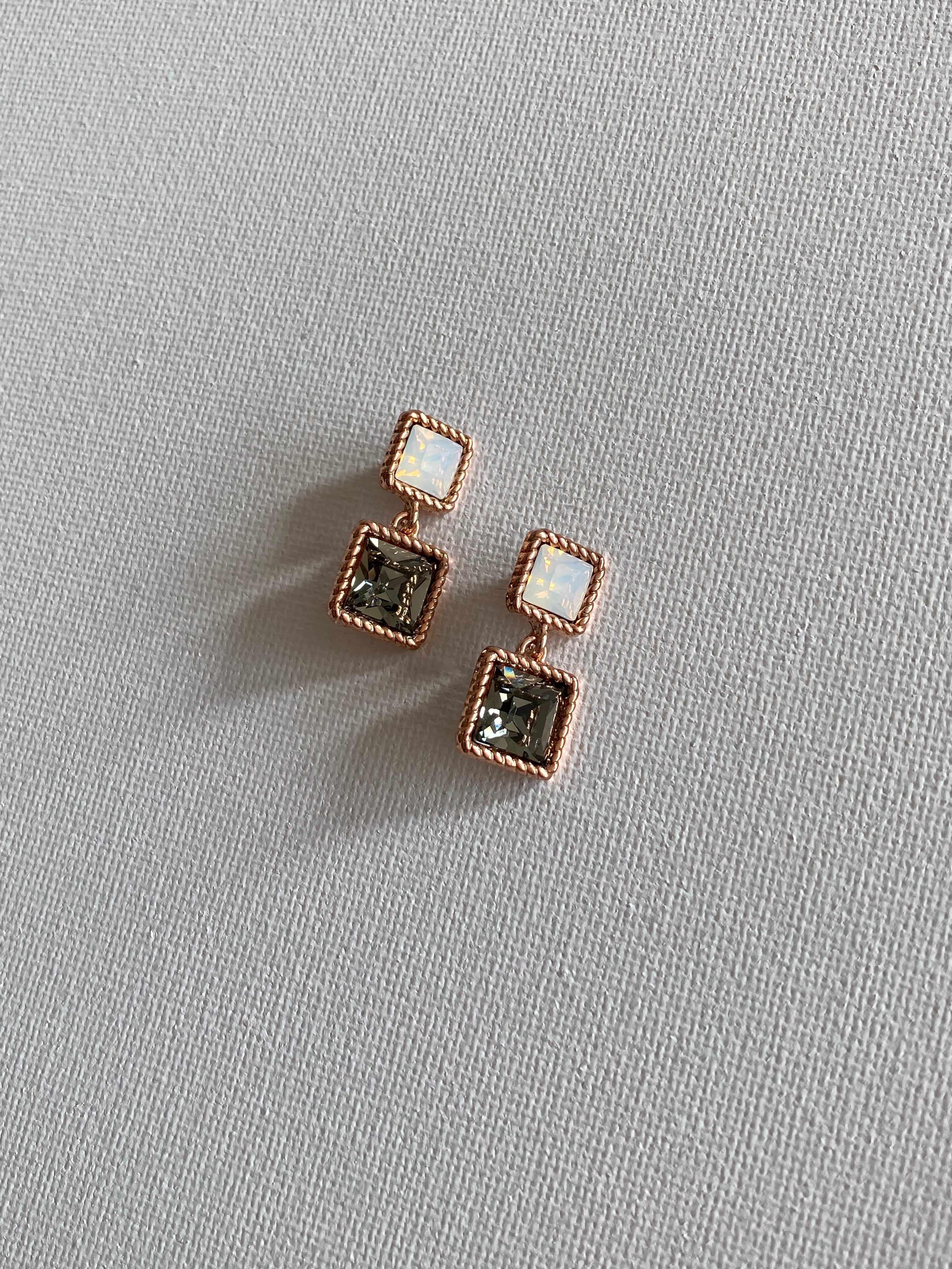 Swarovski Square Duo Drop Earrings