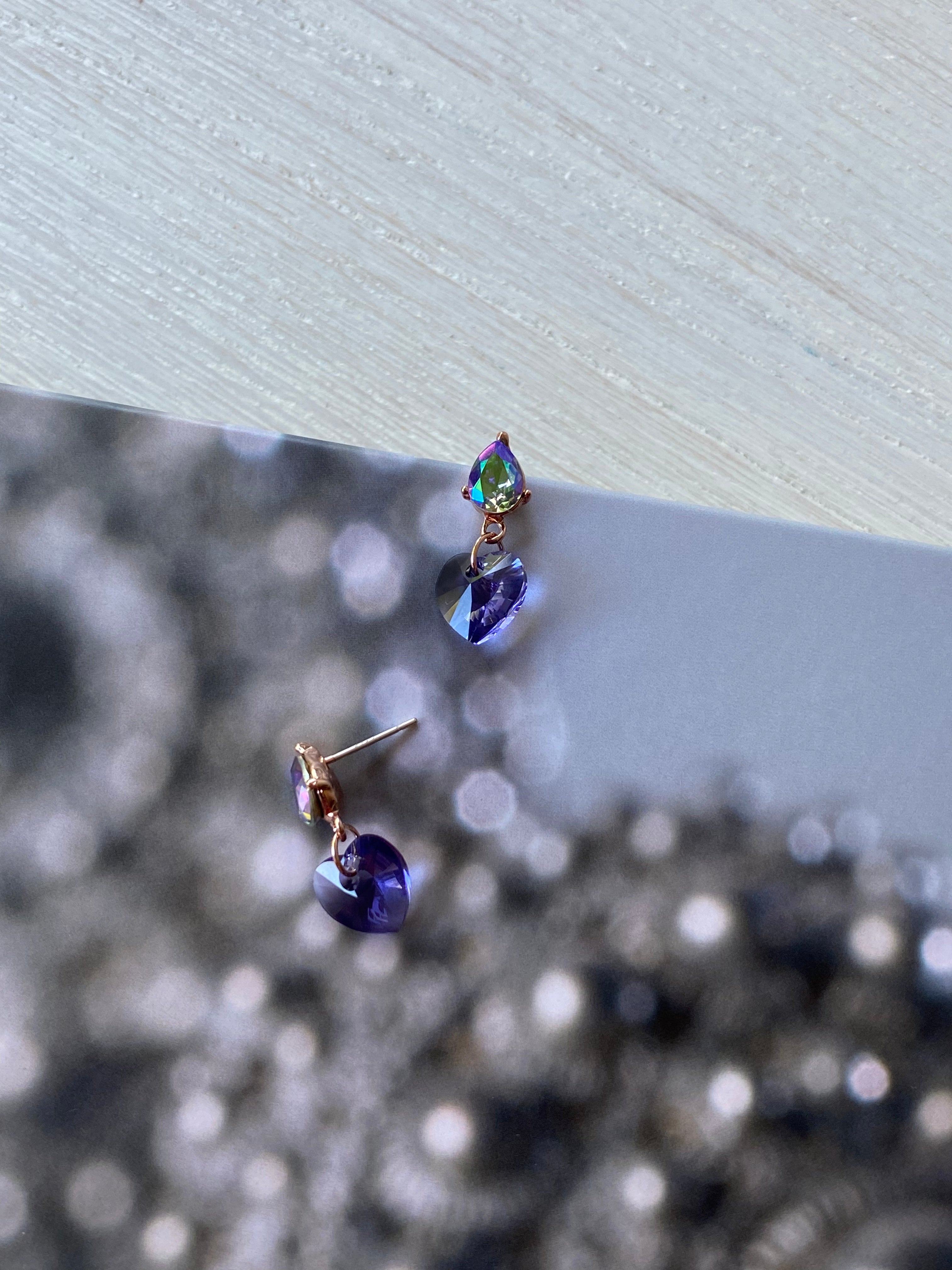 Swarovski Teardrop Heart Duo Earrings (2 colors)