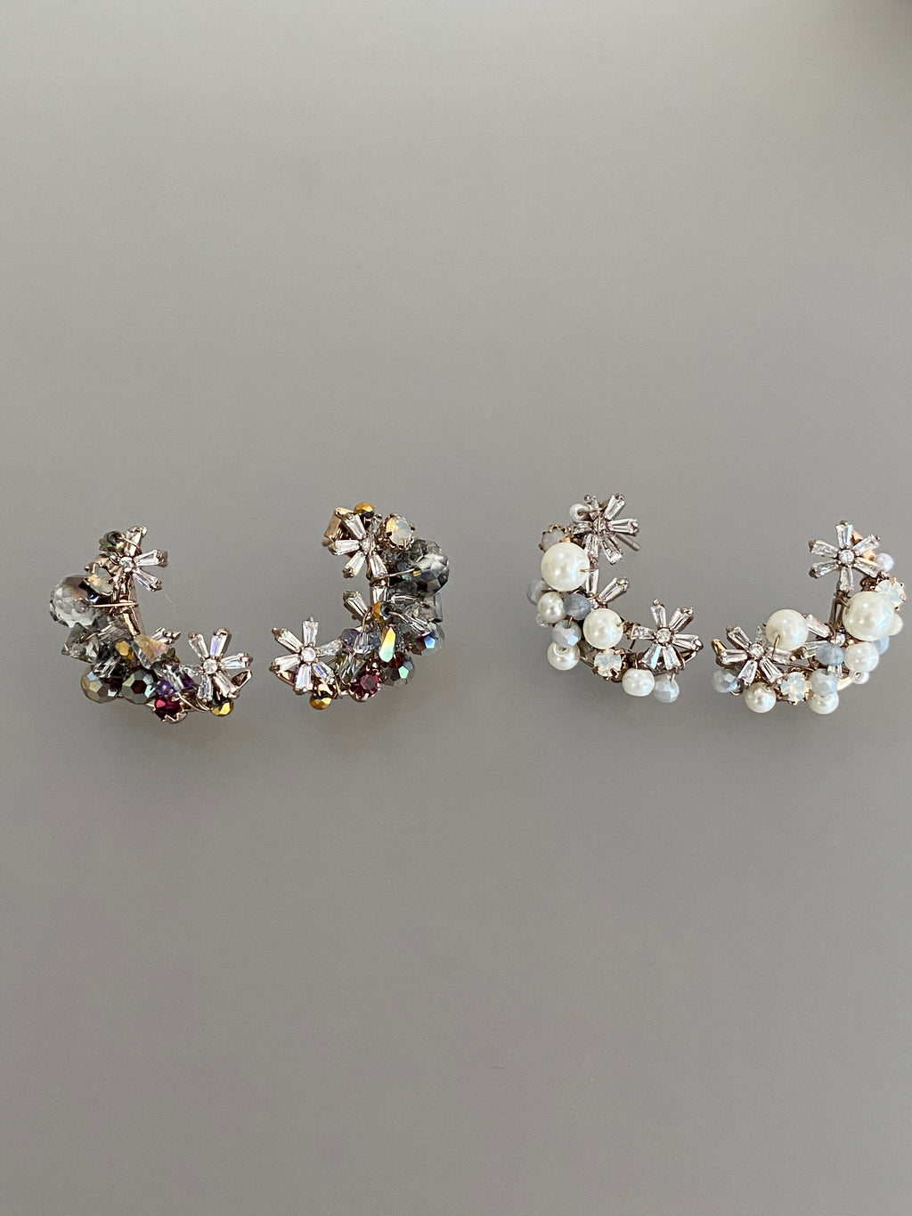 Floral Crescent Stud Earrings