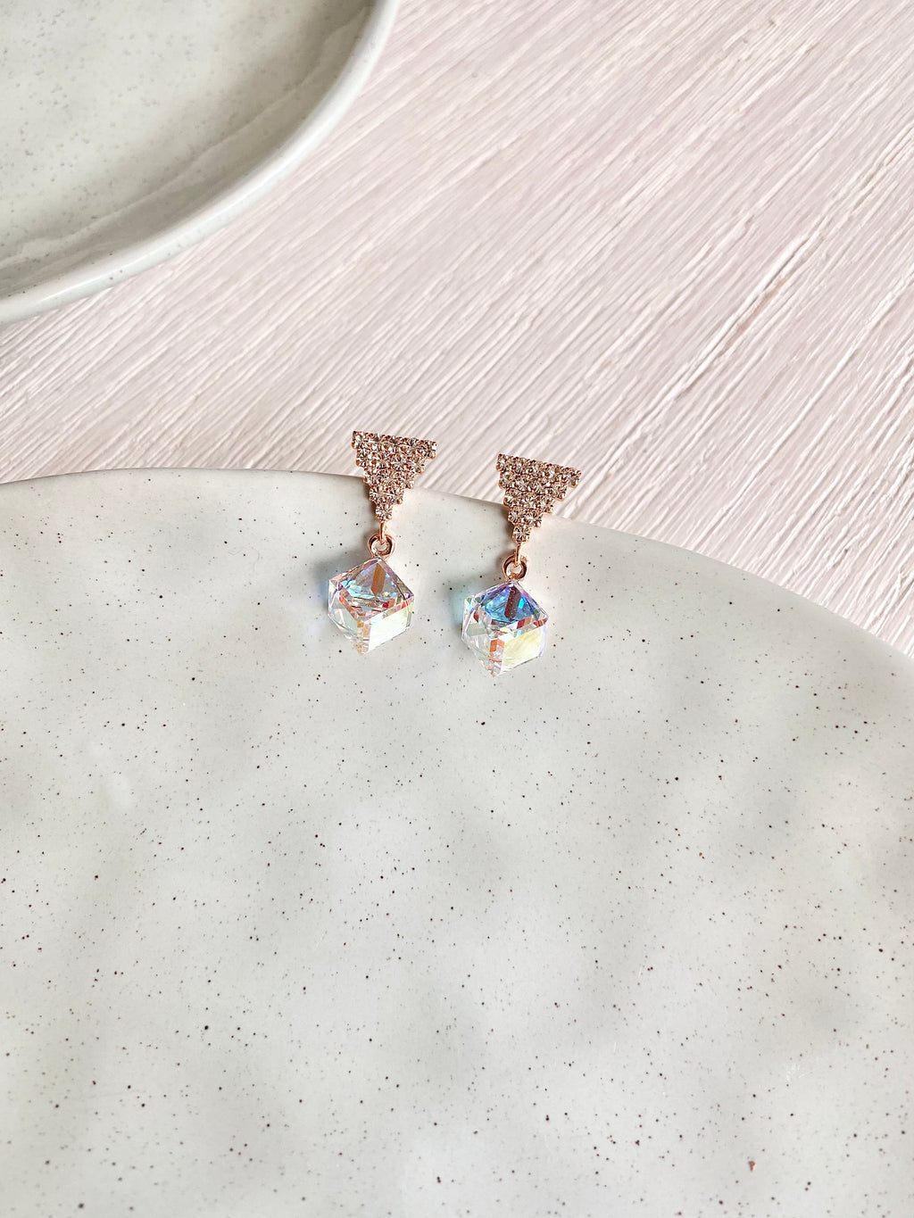 Swarovski Triangle Sparkle Cube Drop Earrings (4 colours)