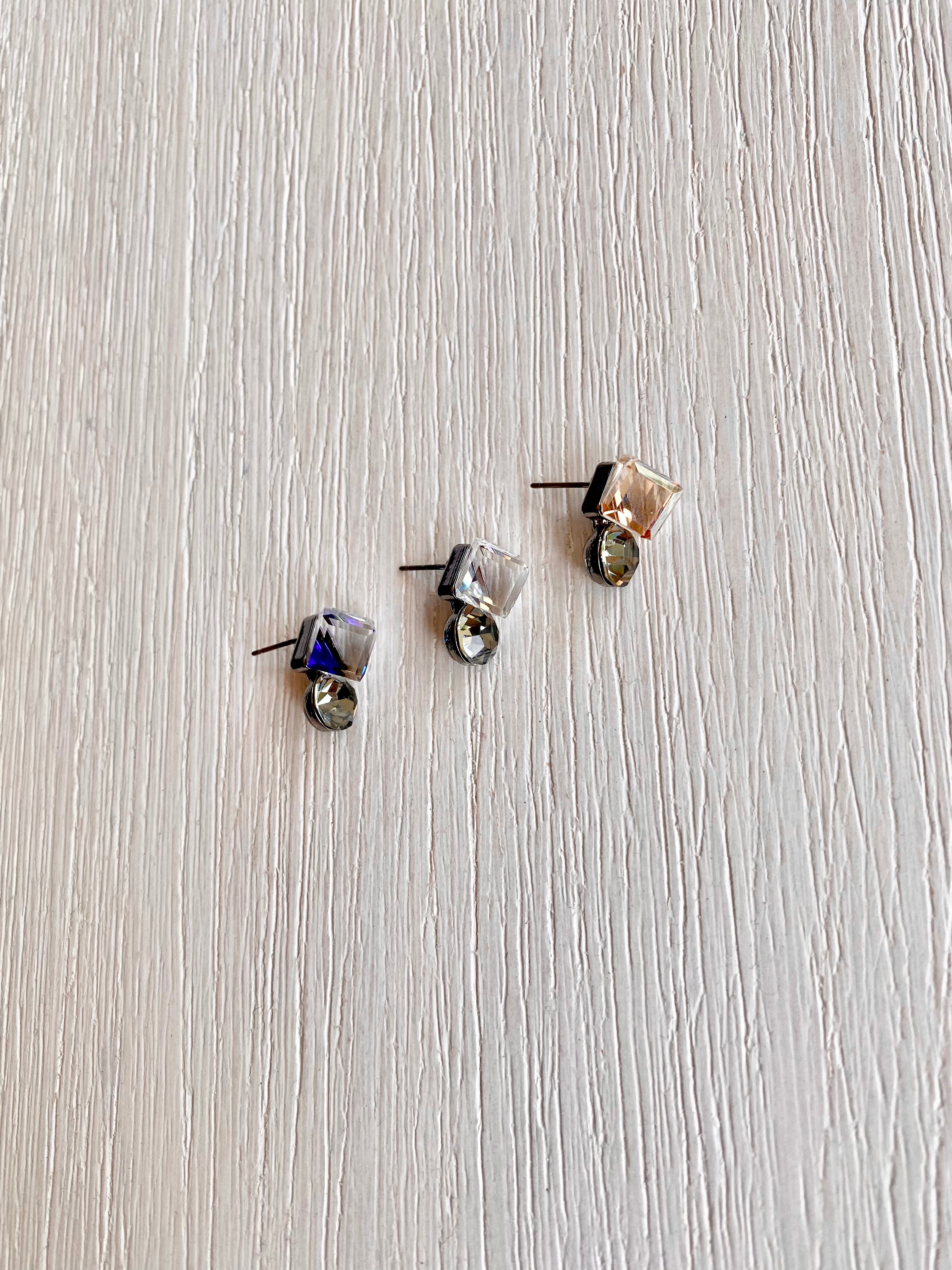 Swarovski Mini Cube & Round Drop Earrings