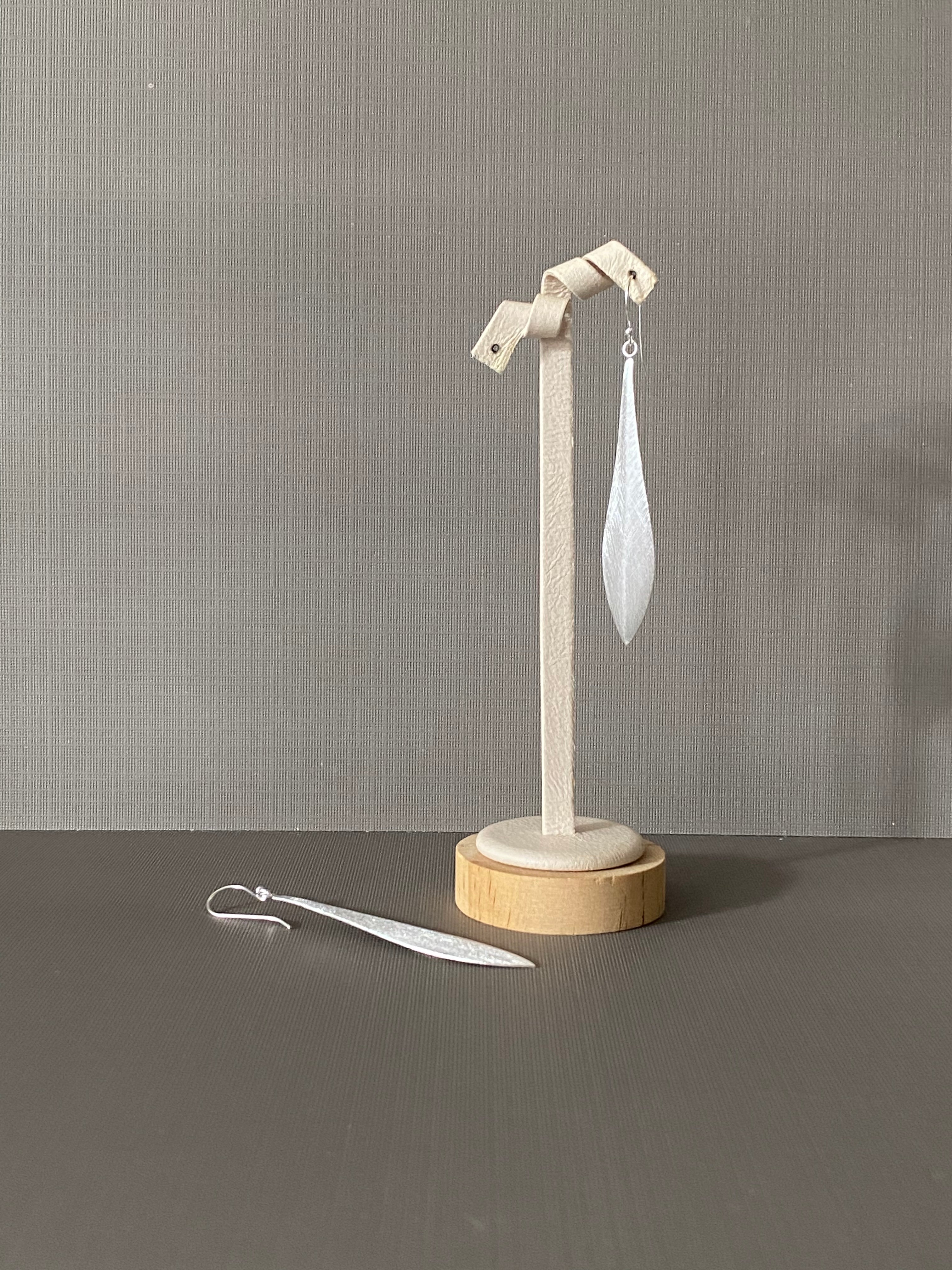 Silver Long Leaf Earrings