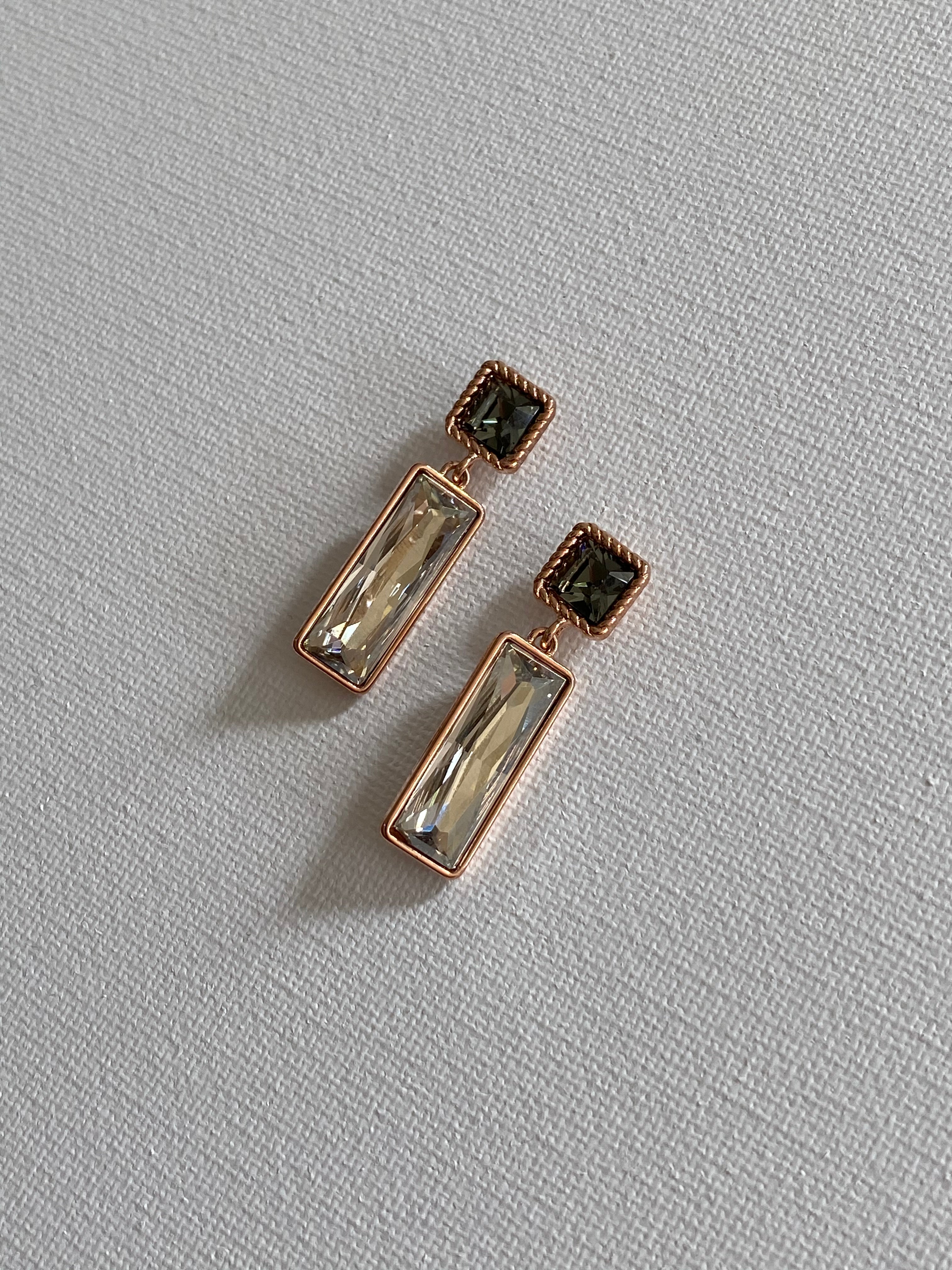 Swarovski Rectangular Duo Drop Earrings
